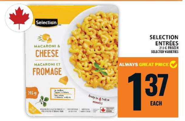 Selection Entrées Macaroni & Cheese