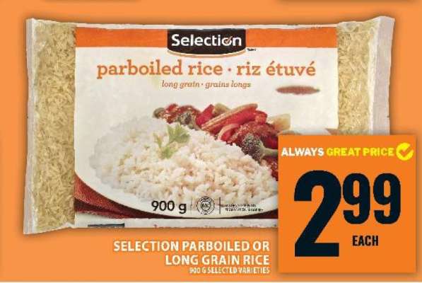 Selection Parboiled or Long Grain Rice