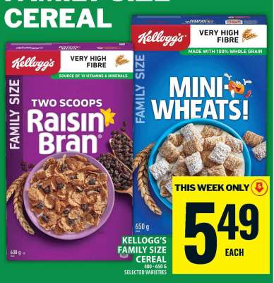 KELLOGG’S FAMILY SIZE CEREAL