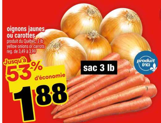 oignons jaunes ou carottes