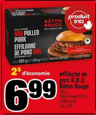 effiloché de porc B.B.Q Bâton Rouge