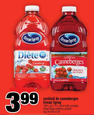 cocktail de canneberges Ocean Spray