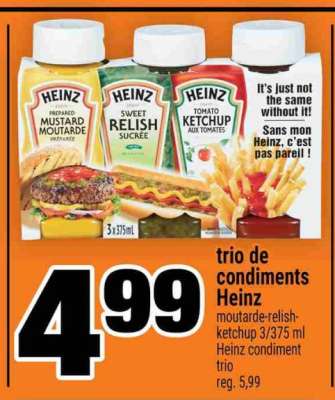 trio de condiments Heinz