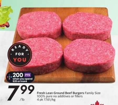 Fresh Lean Ground Beef Burgers Family Size