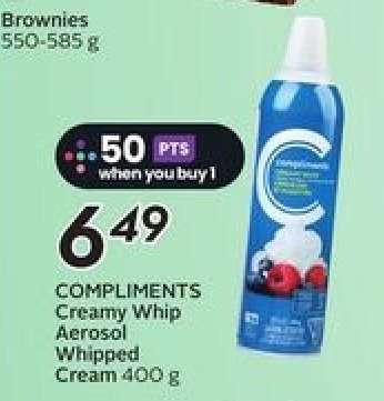 COMPLIMENTS Creamy Whip Aerosol Whipped Cream 400 g
