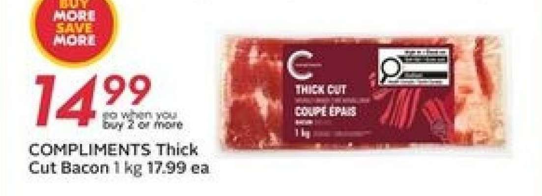 COMPLIMENTS Thick Cut Bacon 1 kg