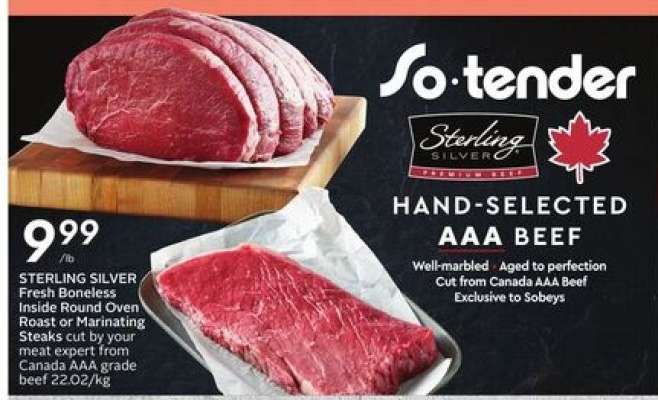 STERLING SILVER Fresh Boneless Inside Round Oven Roast or Marinating Steaks