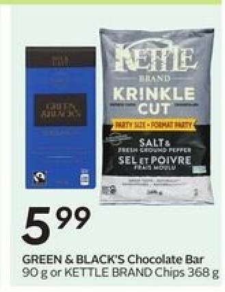 GREEN & BLACK'S Chocolate Bar or KETTLE BRAND Chips