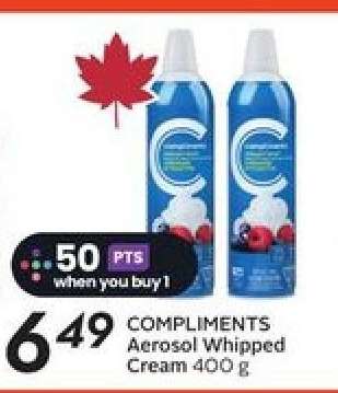 COMPLIMENTS Aerosol Whipped Cream 400 g