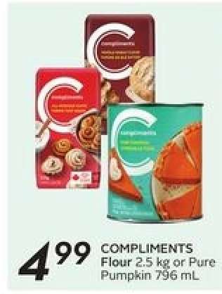 COMPLIMENTS Flour or Pure Pumpkin