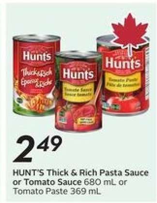 HUNT'S Thick & Rich Pasta Sauce or Tomato Sauce