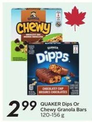 QUAKER Dips Or Chewy Granola Bars