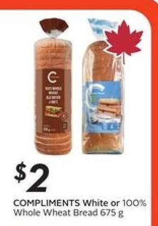 COMPLIMENTS White or 100% Whole Wheat Bread