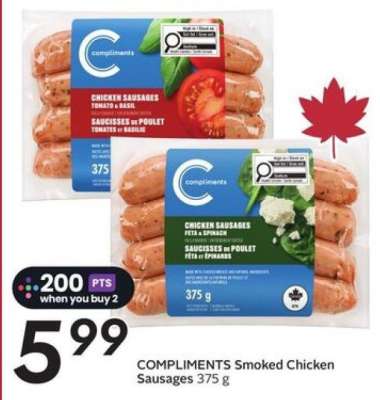 COMPLIMENTS Smoked Chicken Sausages 375 g