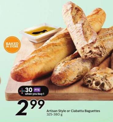 Artisan Style or Ciabatta Baguettes