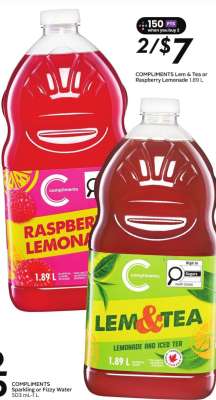 COMPLIMENTS Lem & Tea or Raspberry Lemonade