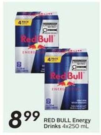 RED BULL ENERGY DRINKS, 4x250 mL
