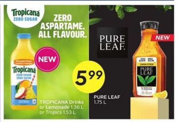 Tropicana Drinks or Lemonade