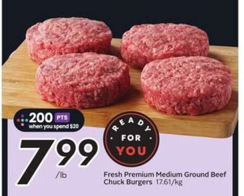 Fresh Premium Medium Ground Beef Chuck Burgers