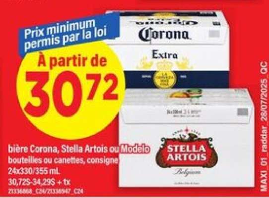 bière Corona, Stella Artois ou Modelo