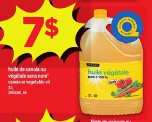 Huile de canola ou végétale sans nom