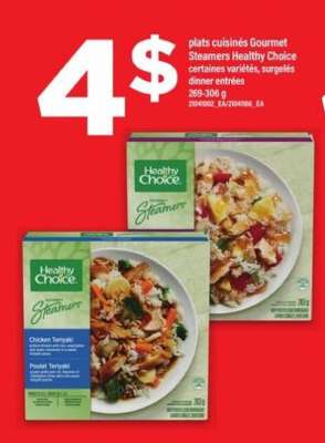plats cuisinés Gourmet Steamers Healthy Choice