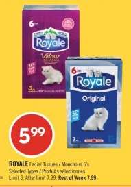ROYALE Facial Tissues / Mouchoirs 6's