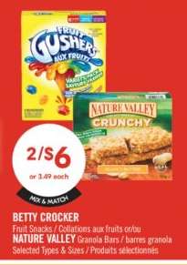 BETTY CROCKER Fruit Snacks / NATURE VALLEY Granola Bars