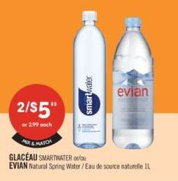 GLACÉAU SMARTWATER or EVIAN