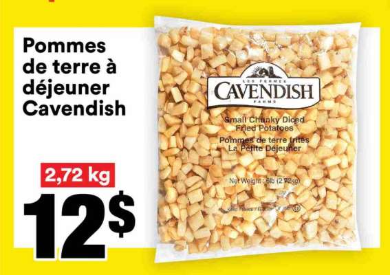 Pommes de terre à déjeuner Cavendish
