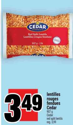 Lentilles rouges fendues Cedar