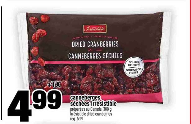 canneberges séchées Irrésistible