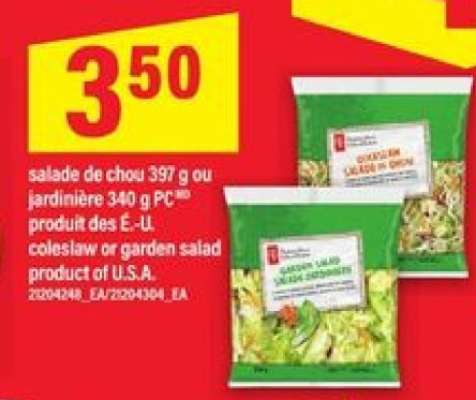 SALADE DE CHOU 397 g OU JARDINIÈRE 340 g PC