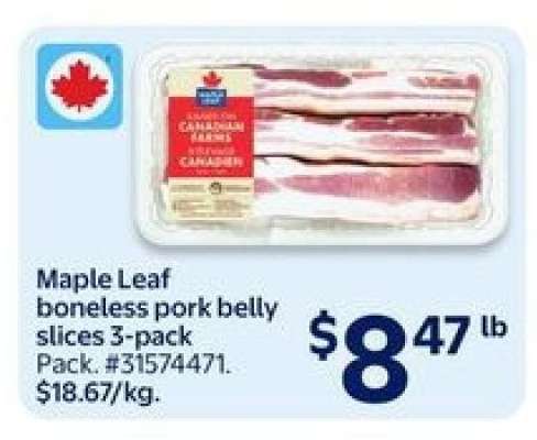Maple Leaf Boneless Pork Belly Slices 3-Pack
