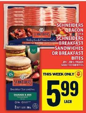 Schneiders Bacon or Breakfast Sandwiches