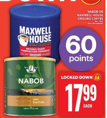 Nabob or Maxwell House Ground Coffee