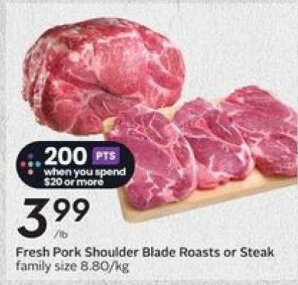 Fresh Pork Shoulder Blade Roasts or Steak