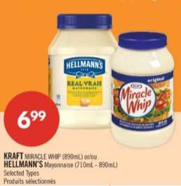 KRAFT MIRACLE WHIP or HELLMMAN'S Mayonnaise