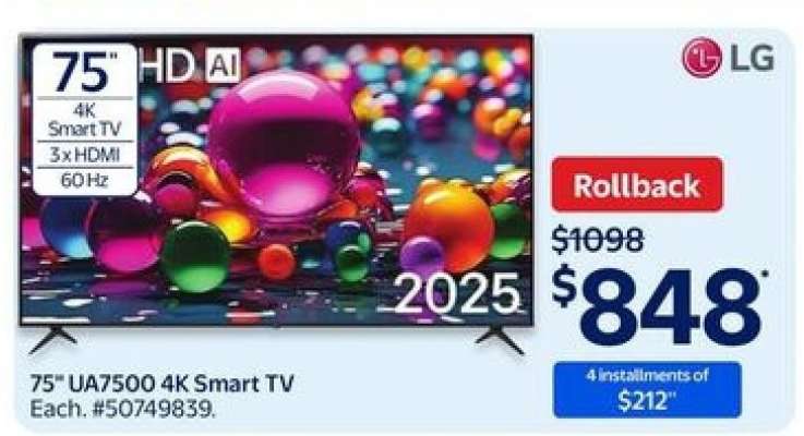 75" UA7500 4K Smart TV