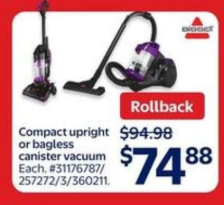 Compact upright or bagless canister vacuum