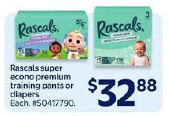 Rascals super econo premium training pants or diapers