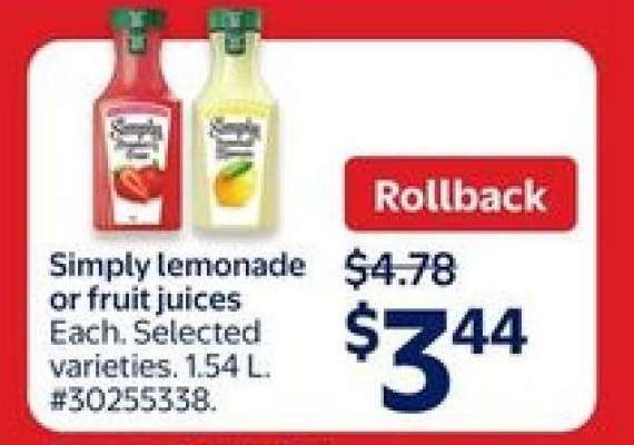 Simply Lemonade or Fruit Juices