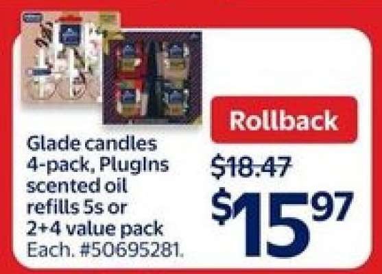 Glade candles 4-pack, Plugins scented oil refills 5s or 2+4 value pack