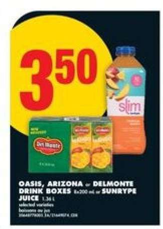 Oasis, Arizona or Delmonte Drink Boxes
