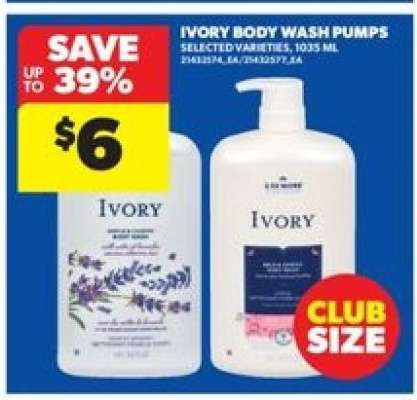 Ivory Body Wash Pumps