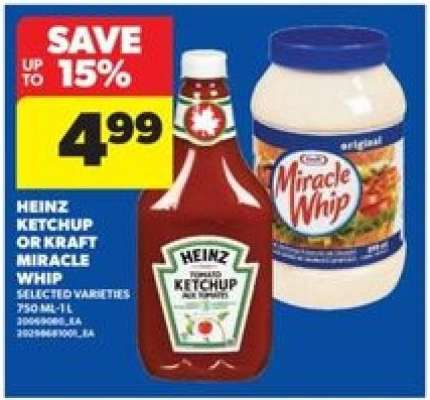 Heinz Ketchup or Kraft Miracle Whip
