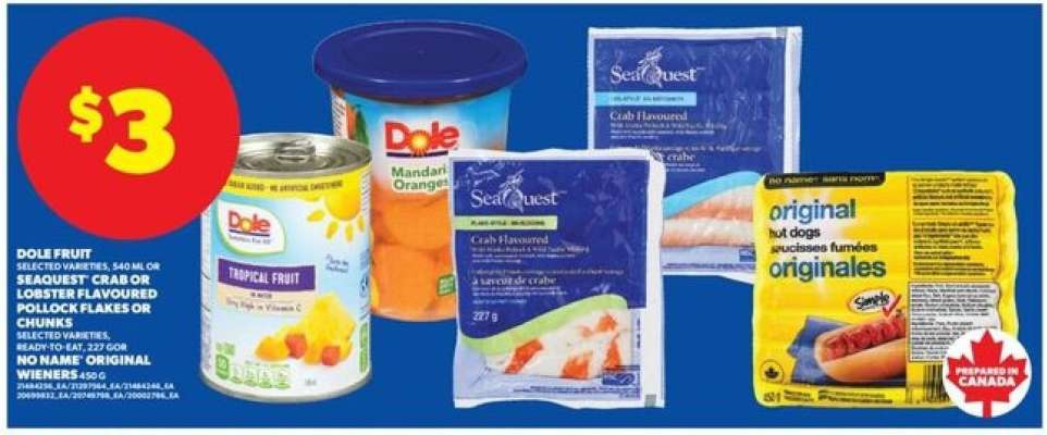 Dole Fruit, Seaquest Crab or Lobster-Flavoured Pollock