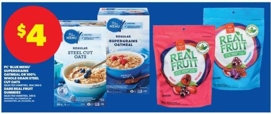 PC Blue Menu Supergrains Oatmeal or 100% Whole Grain Steel Cut Oats