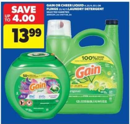 Gain or Cheer Liquid or Flings Laundry Detergent