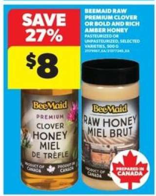 BeeMaid Raw Premium Clover or Bold and Rich Amber Honey